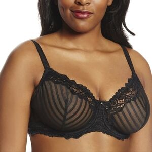 Lunaire Whimsy Barbados Lace Demi Black Bra 15211 Size Women's 38C